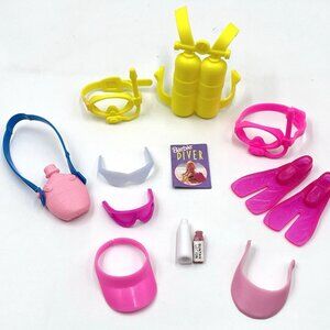 Vintage 90s Barbie Accessory Lot Beach and Outdoor Scuba Diving Gear Bundle